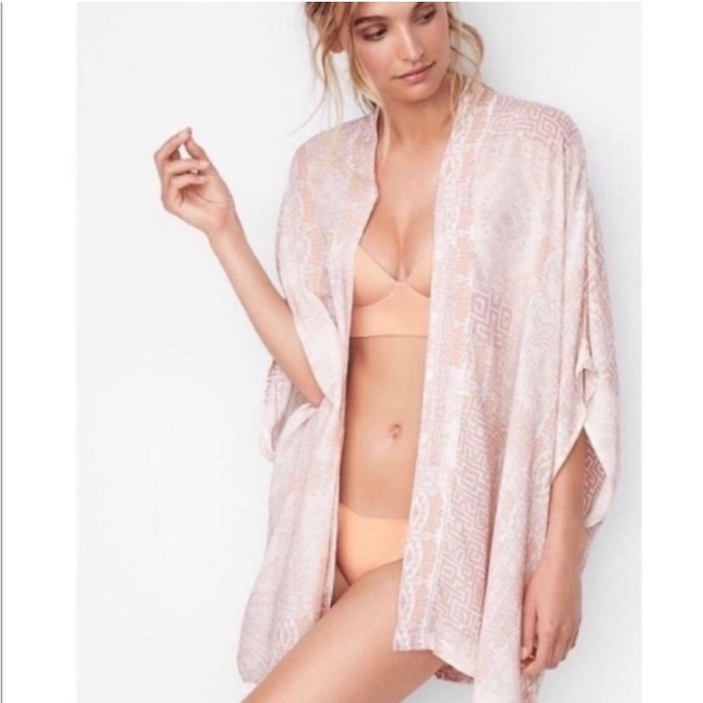 NEW Victoria’s Secret Aztec Swim Cover Up beach lingerie one size OS pink white